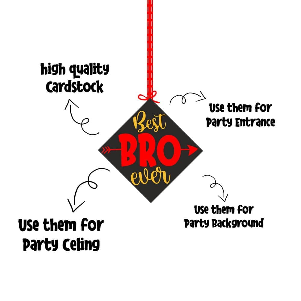 Balloonistics "Best Bro" Theme Hanging Decorations (Pack of 12) - Double-Sided Cardstock Brother’s Birthday Wall & Ceiling Decor - World’s Best Brother Party Supplies, Sibling Celebration Accents with Ribbons(Hangings - Pack of 12) thumbnail 6