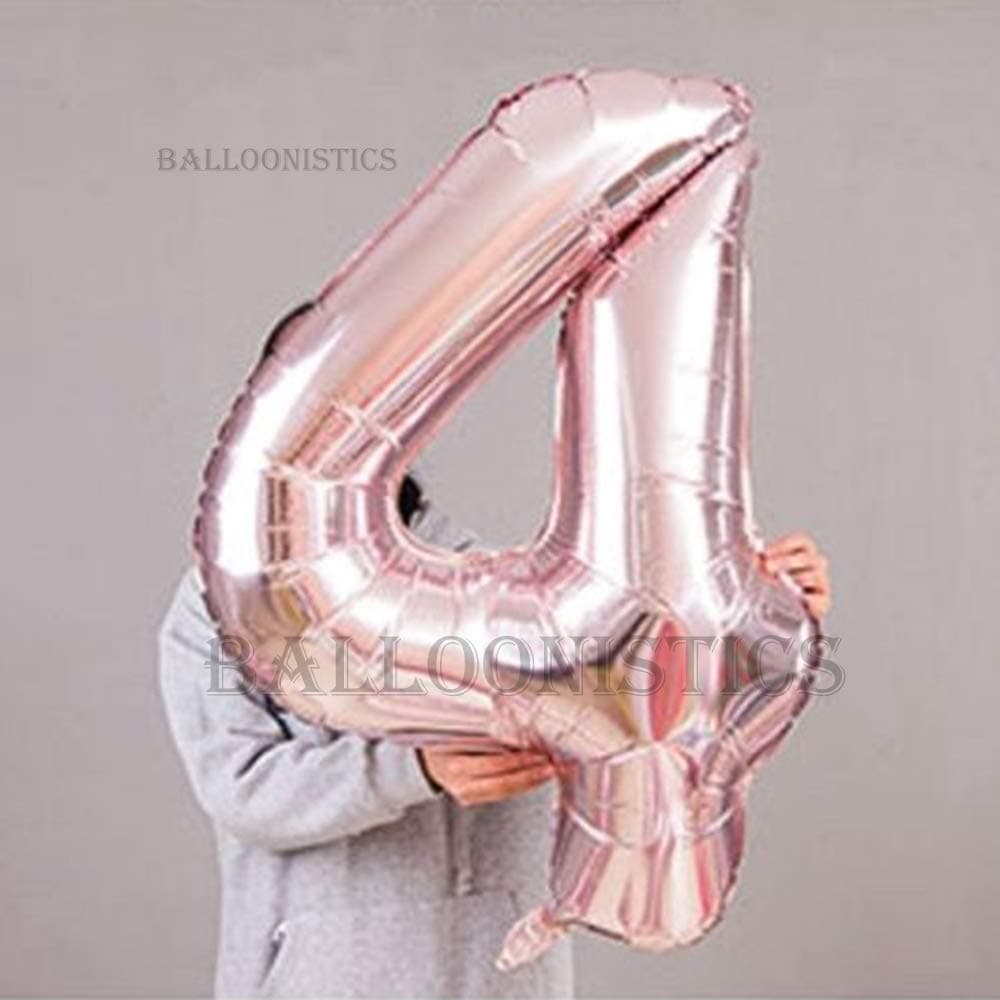 Balloonistics Rose Gold Number 4 Foil Balloon – Large 40 Inch Birthday & Anniversary Party Decoration thumbnail 1