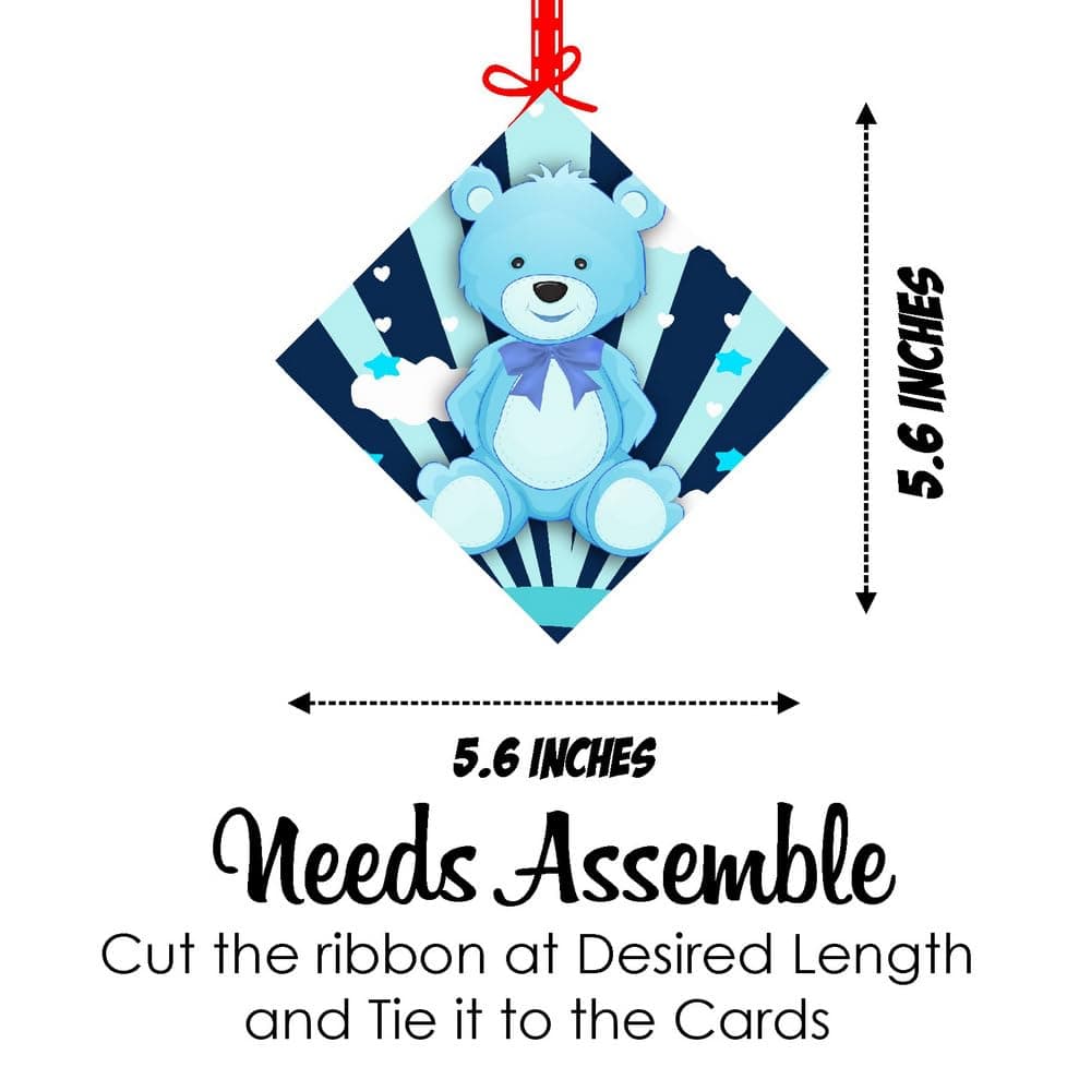 Balloonistics Blue Teddy Bear Birthday Hanging Decorations - Pack of 12 Double-Sided Cardstock Swirls & Cutouts - Premium Cuddly Bear Theme Party Decor with Ribbons - Perfect for Boys’ Birthdays & Room Decor (Hangings - Pack of 12) thumbnail 7