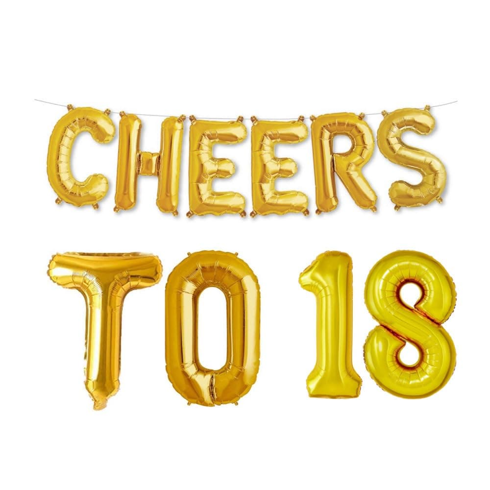 Balloonistics Cheers to Eighteen Foil Balloon Combo – “Cheers to 18” & Number 18 Foil Balloon Set for 18th Birthday & Coming of Age Party Decorations thumbnail 1