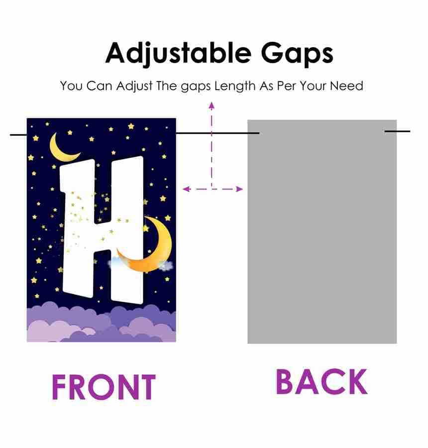 Balloonistics Moon and Stars Happy Birthday Banner - Double-Sided Cardstock Bunting with Ribbon - Twinkle Twinkle Little Star & Celestial Theme Party Decorations, Over the Moon Birthday Backdrop (Happy Birthday Banner) thumbnail 5