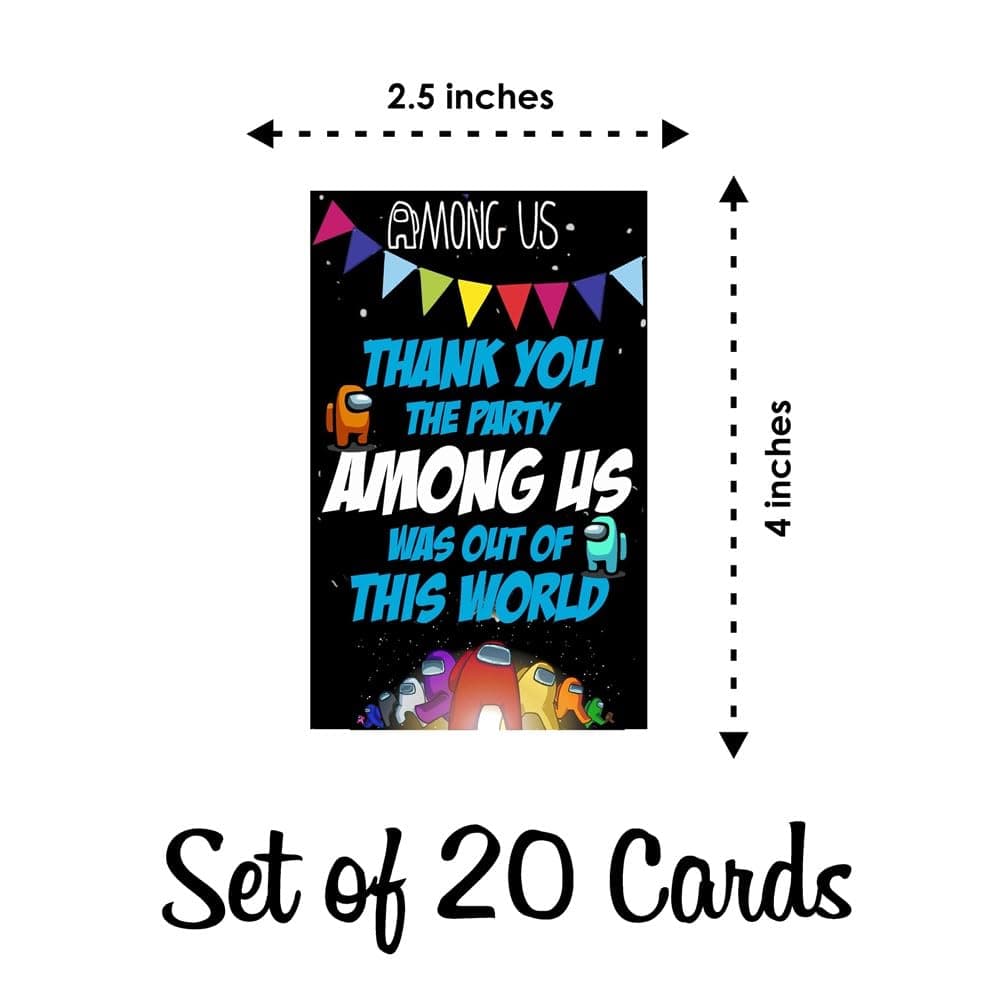 Balloonistics Among Theme Thank You Cards Premium Cardstock Return Gift Notes Birthday Party Supplies for Kids Birthday (Thank you Cards - Pack of 20) thumbnail 6
