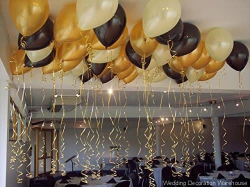 Balloonistics Metallic HD Toy Balloons – Gold, Black & White Latex Balloons for Birthday, Anniversary & Party Decorations – Pack of 50 thumbnail 2
