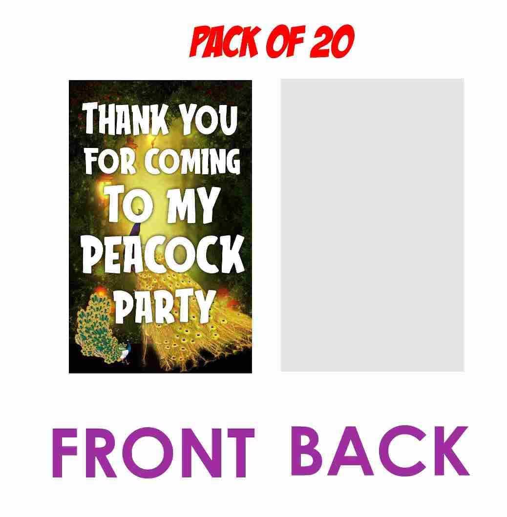 Peacock Theme Thank You Cards (Pack of 20) - Majestic Teal & Gold Folded Note Cards with Envelopes - Royal Indian Bird & Plumage Stationary, Elegant Gratitude Cards for Birthdays. (Thank you Cards - Pack of 20) thumbnail 2