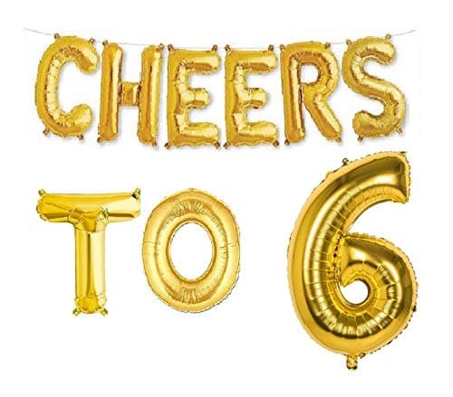 Balloonistics Cheers to Six Foil Balloon Combo – “Cheers to 6” & Number 6 Foil Balloon Set for 6th Birthday & Sixth Anniversary Party Decorations thumbnail 1