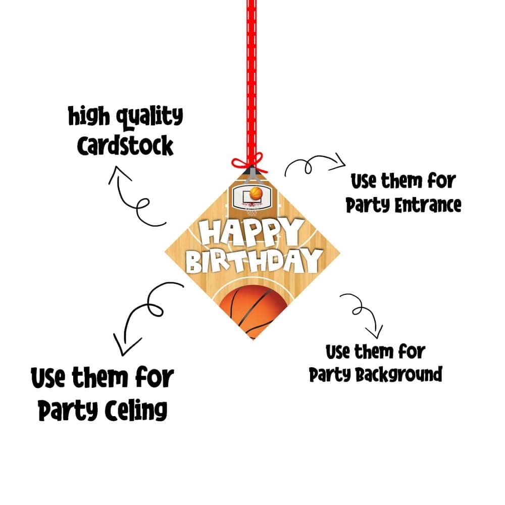 Balloonistics Basketball Theme Birthday Party Hanging Decorations Double-Sided Cardstock Ceiling Swirls Decor with Ribbons Party Supplies for Kids (Hangings - Pack of 12) thumbnail 6