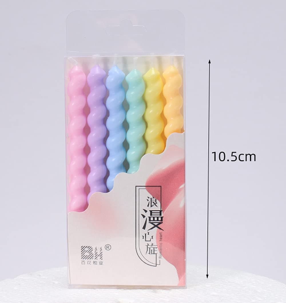 Balloonistics Pastel Twisty Birthday Candles – Metallic Curly Coil Candles with Holders, Pack of 6 for Cakes & Cupcakes thumbnail 4