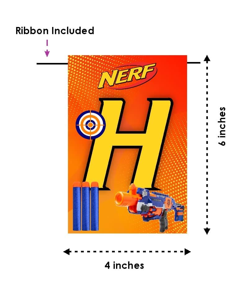 Dart Blaster Theme Happy Birthday Banner - "Battle Zone" Tactical Cardstock Bunting - Blue & Orange Dart War Party Decorations, Action-Packed Birthday Backdrop (Happy Birthday Banner) thumbnail 6