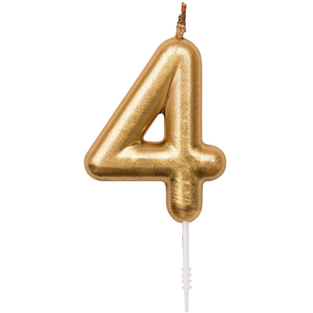Balloonistics Gold Number 4 Birthday Candle – Metallic Gold Four Numeral Cake Candle for 4th Birthday, 40th Milestone & Custom Age Celebration thumbnail 1