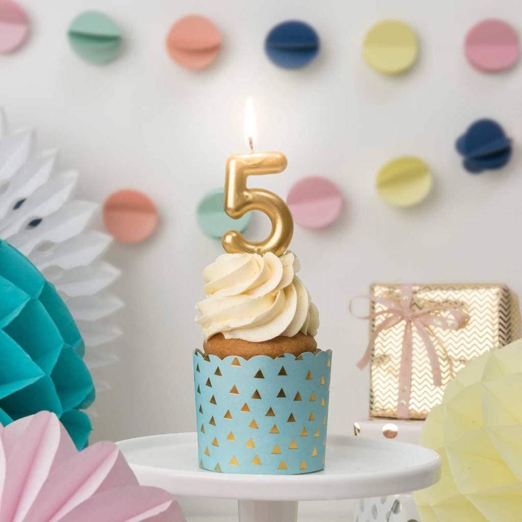 Balloonistics Gold Number 5 Birthday Candle – Metallic Gold Five Numeral Cake Candle for 5th Birthday, 50th Milestone & Custom Age Celebration thumbnail 2