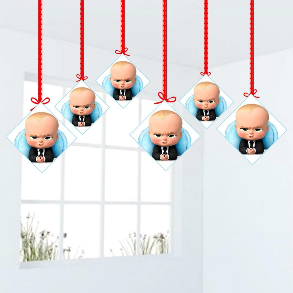 Balloonistics Baby Boss Theme Hanging Decorations Double-Sided Cardstock Party Hangings with Ribbons Decor for Boys Birthday (Hangings - Pack of 12) thumbnail 1