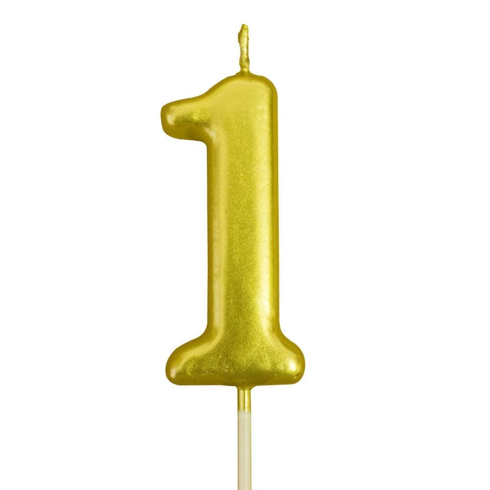 Balloonistics Gold Number 1 Birthday Candle – Metallic Gold Numeral Candle for 1st Birthday, First Anniversary & Milestone Cake Decoration thumbnail 1