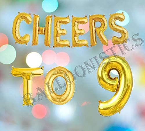 Balloonistics Cheers to Nine Foil Balloon Combo – “Cheers to 9” & Number 9 Foil Balloon Set for 9th Birthday & Ninth Anniversary Party Decorations thumbnail 3
