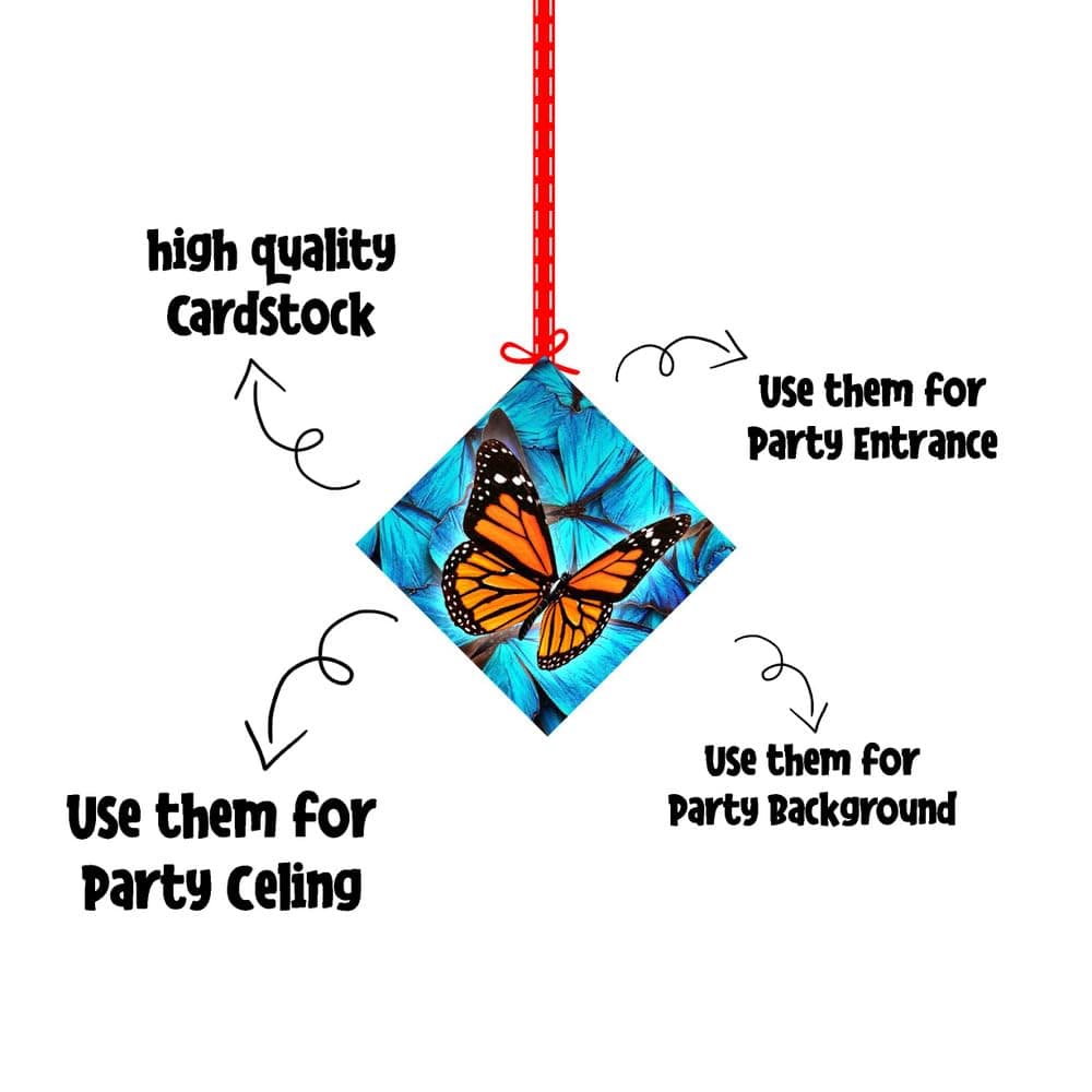 Balloonistics Butterfly Theme Birthday Hanging Decorations - Pack of 12 Double-Sided Cardstock Cutouts - Pink, Gold & Purple Enchanted Garden Party Decor, Whimsical Butterfly Ceiling Hangings (Hangings - Pack of 12) thumbnail 6