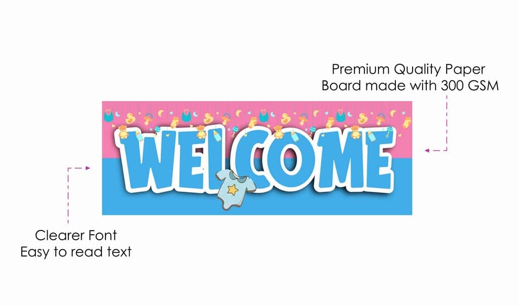 Balloonistics Baby Shower Welcome Board - Large 2.3 Feet Cardstock Entrance Sign for Indoor & Outdoor Use - for Boys & Girls, Soft Pastel Theme Party Decorations - Includes Hanging Ribbons - Elegant Baby Celebration Decor. (Welcome Outdoor Board) thumbnail 6
