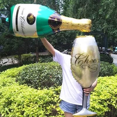 Balloonistics Champagne Wine Glass & Bottle Foil Balloon Set | 36 Inch | Party, Anniversary & New Year Decoration thumbnail 2