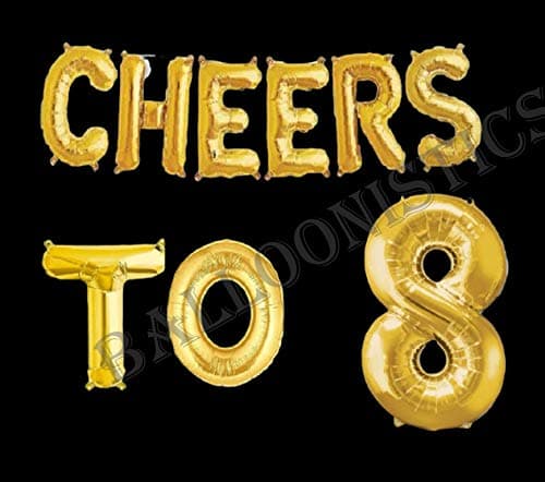 Balloonistics Cheers to Eight Foil Balloon Combo – “Cheers to 8” & Number 8 Foil Balloon Set for 8th Birthday & Eighth Anniversary Party Decorations thumbnail 2