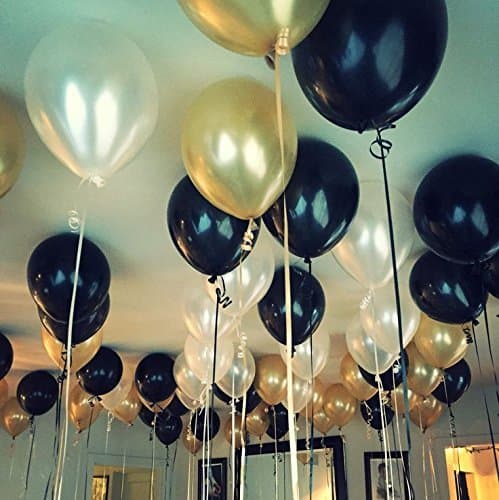Balloonistics Metallic HD Toy Balloons – Gold, Black & White Latex Balloons for Birthday, Anniversary & Party Decorations – Pack of 50 thumbnail 1