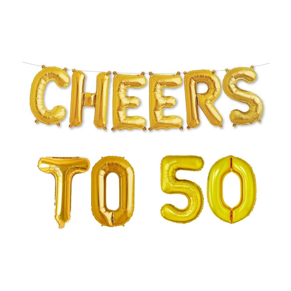 Balloonistics Cheers to Fifty Foil Balloon Combo – “Cheers to 50” & Number 50 Foil Balloon Set for 50th Birthday & Golden Anniversary Party Decorations thumbnail 1