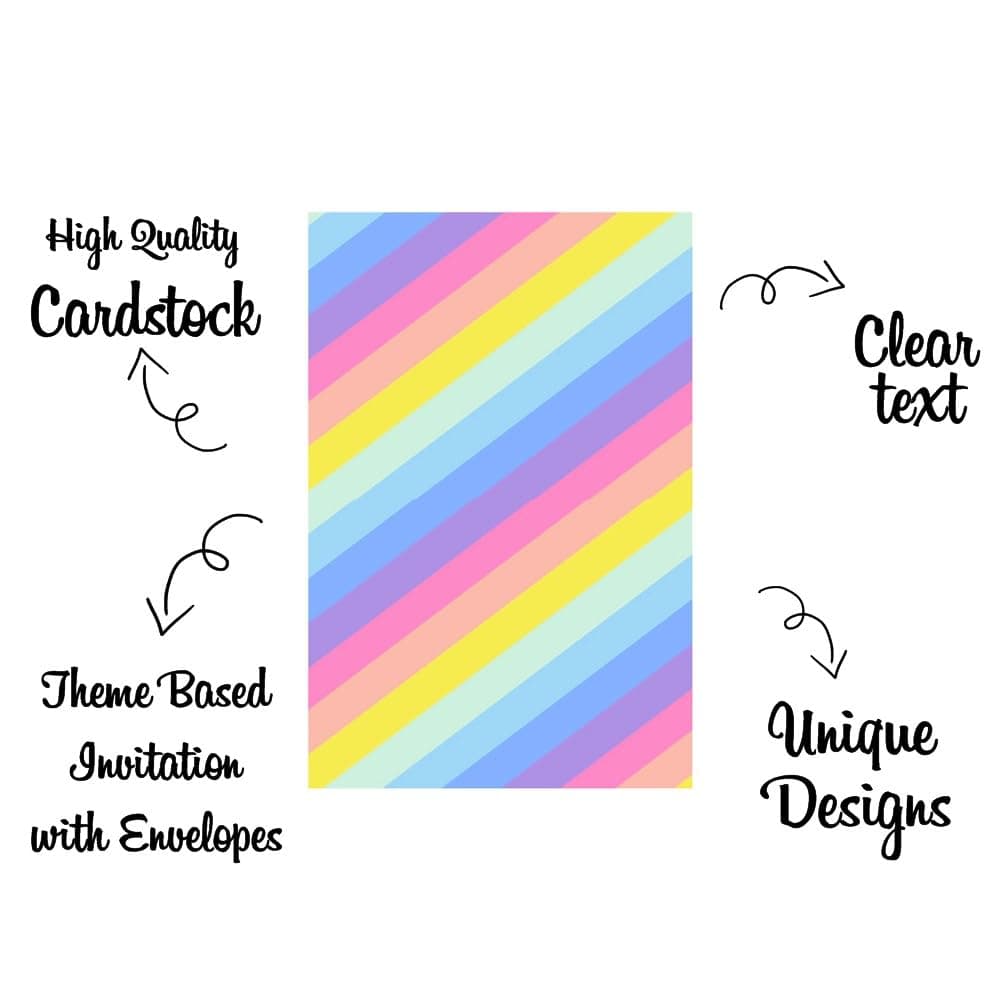 Balloonistics Pastel Colors Birthday Invitation Cards - Pack of 10 - Double-Sided Premium Cardstock Invites for Kids & Adults - Aesthetic Macaron Theme Party Supplies for Girls & Boys (Invite Cards - Pack of 10) thumbnail 5