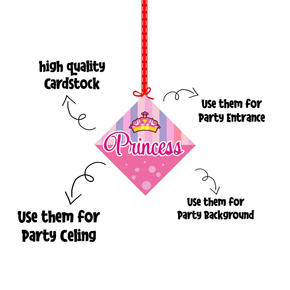 Balloonistics Princess Theme Hanging Decorations Double-Sided Cardstock Party Room Decor Birthday Backdrop for Girls (Hangings - Pack of 12) thumbnail 6