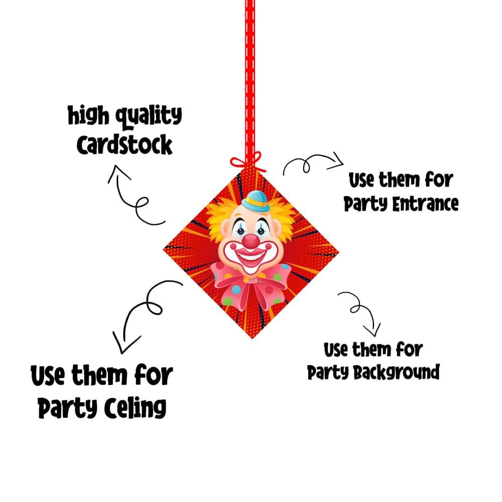 Balloonistics Joker Theme Party Hangings - Pack of 12 Grinning Villain Ceiling Decorations - Premium Cardstock Purple & Green Hanging Cutouts, Gotham City Chaos Birthday Decor for Comic Fans (Hangings - Pack of 12) thumbnail 6
