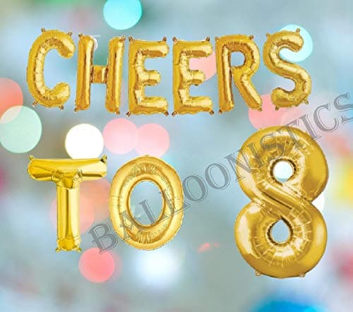 Balloonistics Cheers to Eight Foil Balloon Combo – “Cheers to 8” & Number 8 Foil Balloon Set for 8th Birthday & Eighth Anniversary Party Decorations thumbnail 3