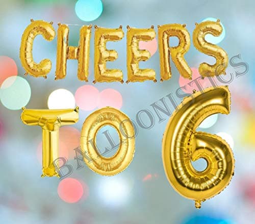 Balloonistics Cheers to Six Foil Balloon Combo – “Cheers to 6” & Number 6 Foil Balloon Set for 6th Birthday & Sixth Anniversary Party Decorations thumbnail 2