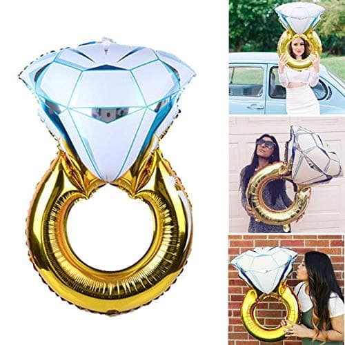 Balloonistics Gold Engagement Ring Foil Balloon – Oversized Diamond Ring Shaped Balloon for Wedding, Bridal Shower, Bachelorette & Engagement Party Decoration thumbnail 2