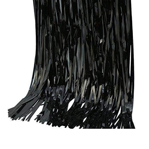 Balloonistics Black Metallic Fringe Foil Curtain – 3 × 6 Feet Shimmer Tinsel Backdrop for Birthday, Halloween, Bachelorette & Milestone Party Decoration (Black) thumbnail 4