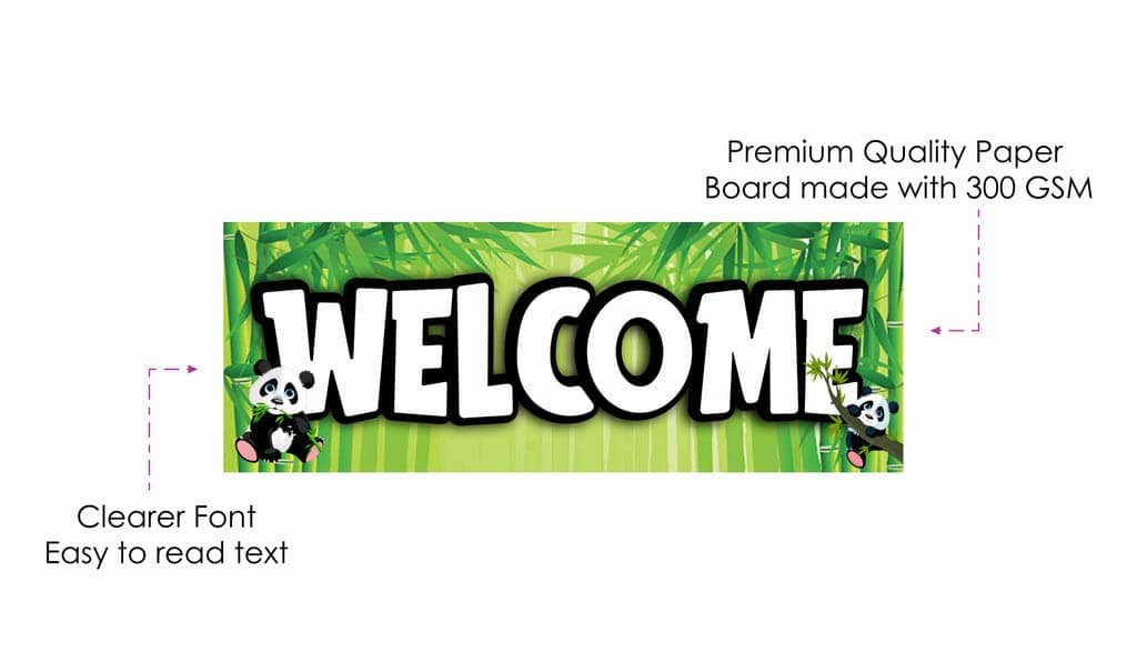 Balloonistics Panda Theme Birthday Welcome Board - 2.3 Feet Large Cardstock Entrance Banner - Cute Panda Bear & Bamboo Jungle Party Decorations for Boys & Girls - Indoor/Outdoor Welcome Sign with Ribbons (Welcome Outdoor Board) thumbnail 6