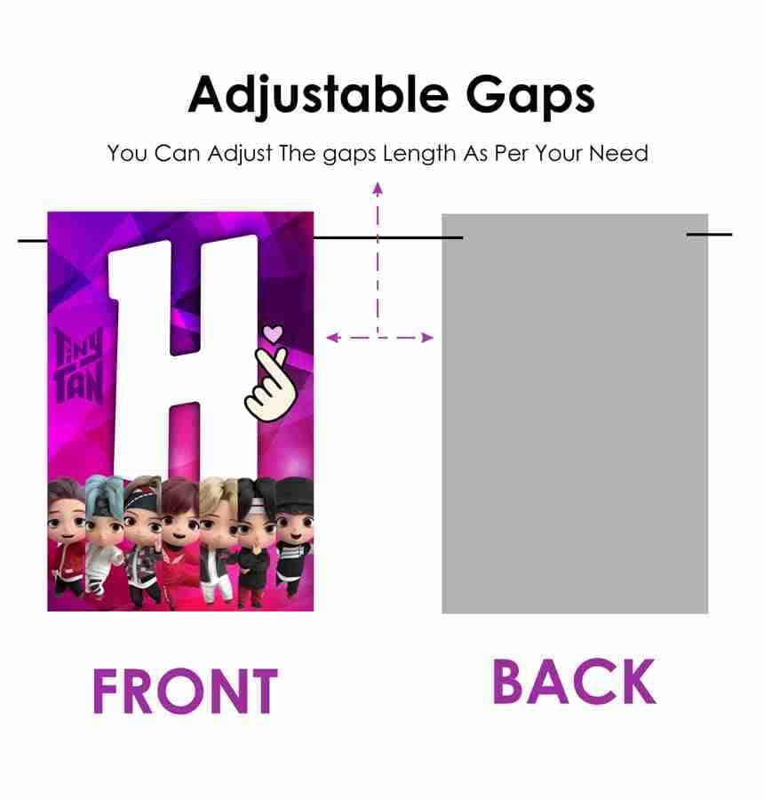 Balloonistics TinyTan Happy Birthday Banner - Large Cardstock Chibi K-Pop Bunting - Purple BTS Inspired Party Decorations featuring RM, Jin, SUGA, j-hope, Jimin, V, and Jung Kook (Happy Birthday Banner) thumbnail 4