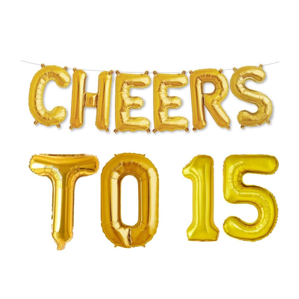 Balloonistics Cheers to Fifteen Foil Balloon Combo – “Cheers to 15” & Number 15 Foil Balloon Set for 15th Birthday & Teen Milestone Party Decorations thumbnail 1