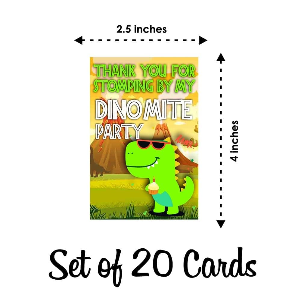 Balloonistics Dinosaur Theme Thank You Cards Premium Cardstock Return Gift Notes for Kids Birthday Party with "Thank You" Message (Thank you Cards - Pack of 20) thumbnail 6
