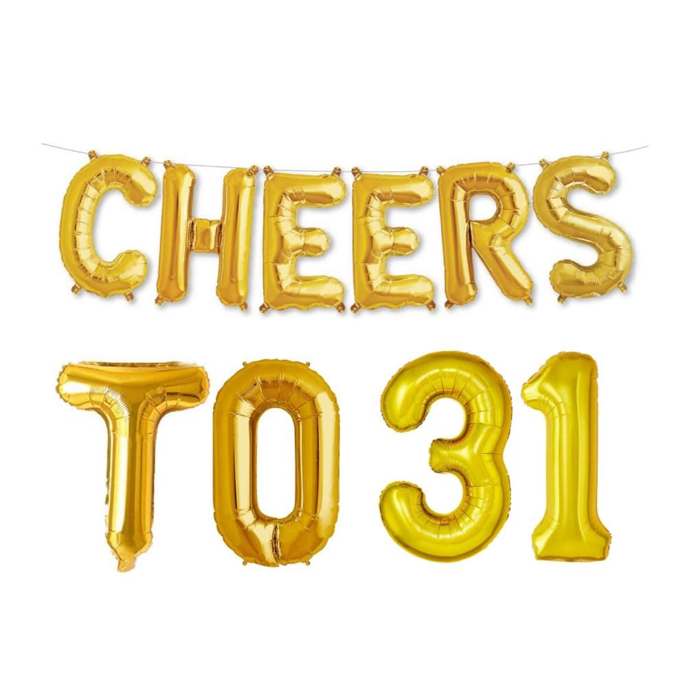 Balloonistics Cheers to Thirty One Foil Balloon Combo – “Cheers to 31” & Number 31 Foil Balloon Set for 31st Birthday & Anniversary Party Decorations thumbnail 1