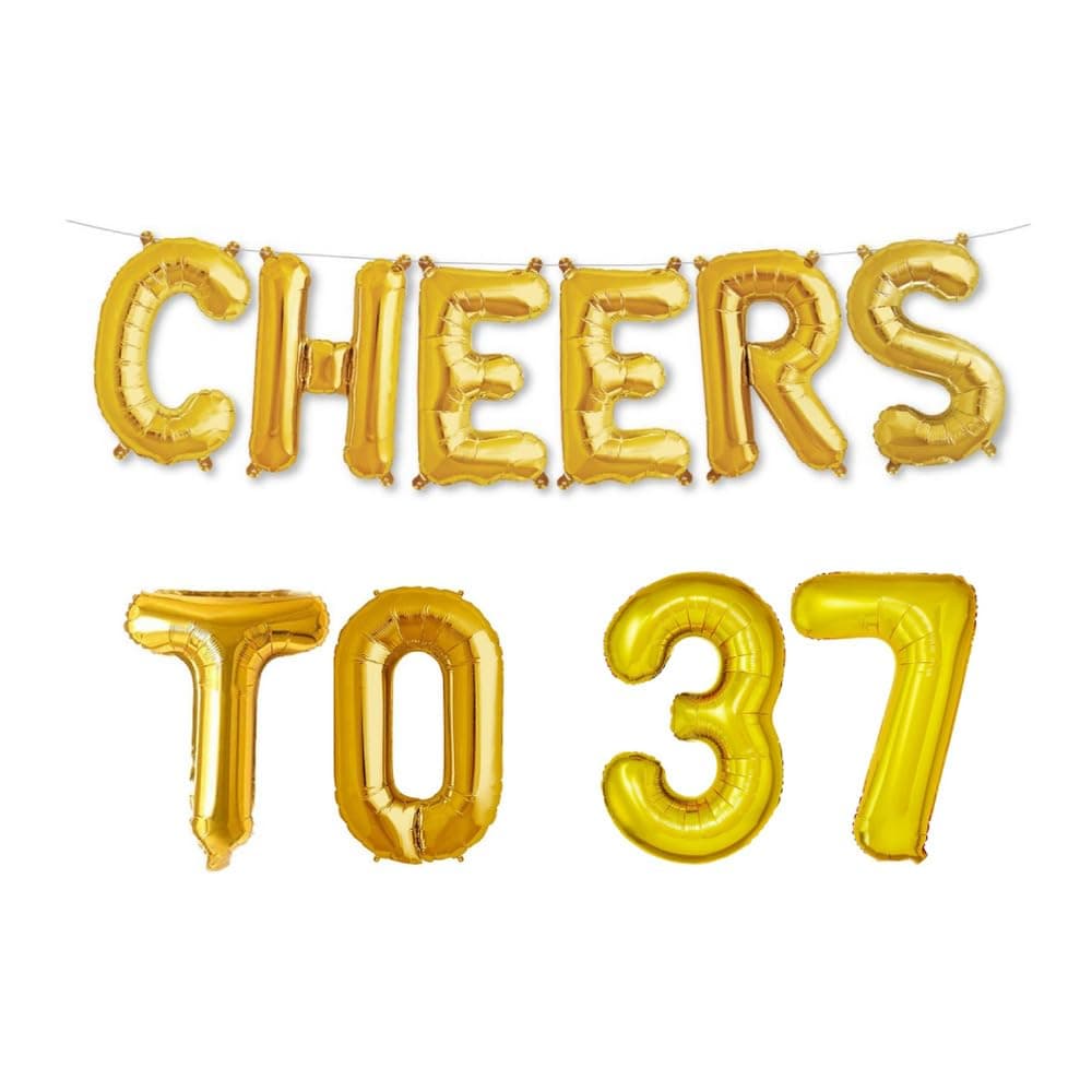 Balloonistics Cheers to Thirty Seven Foil Balloon Combo – “Cheers to 37” & Number 37 Foil Balloon Set for 37th Birthday & Anniversary Party Decorations thumbnail 1