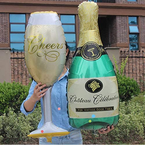 Balloonistics Champagne Wine Glass & Bottle Foil Balloon Set | 36 Inch | Party, Anniversary & New Year Decoration thumbnail 3