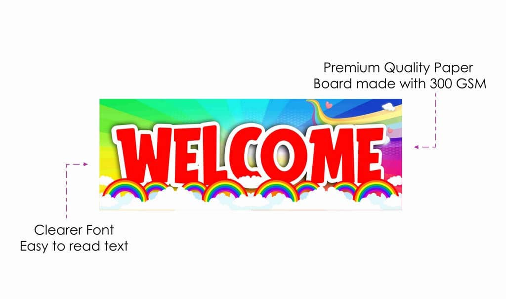 Balloonistics Rainbow Theme Happy Birthday Welcome Board - Vibrant Cardstock Door Sign for Indoor & Outdoor Party Decor - 2.3 Feet Large Birthday Backdrop, Includes Hanging Ribbons (Welcome Outdoor Board) thumbnail 6
