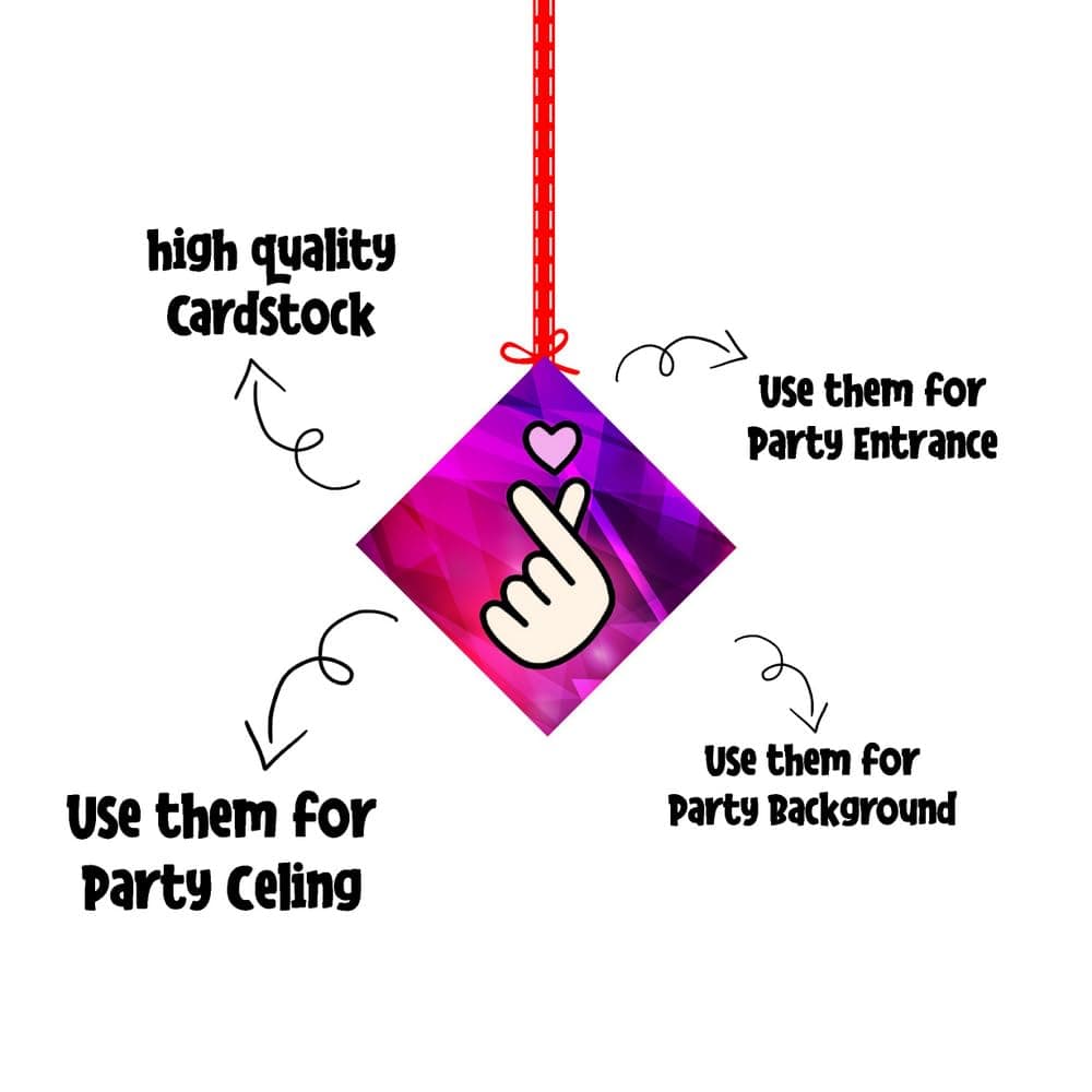Balloonistics TinyTan Hanging Decorations - Pack of 12 Double-Sided Cardstock Holiday & Party Cutouts with Metallic Purple Swirls - BTS-Inspired Chibi Character Room Decor - RM, Jin, SUGA, j-hope, Jimin, V, & Jung Kook (Hangings - Pack of 12) thumbnail 6