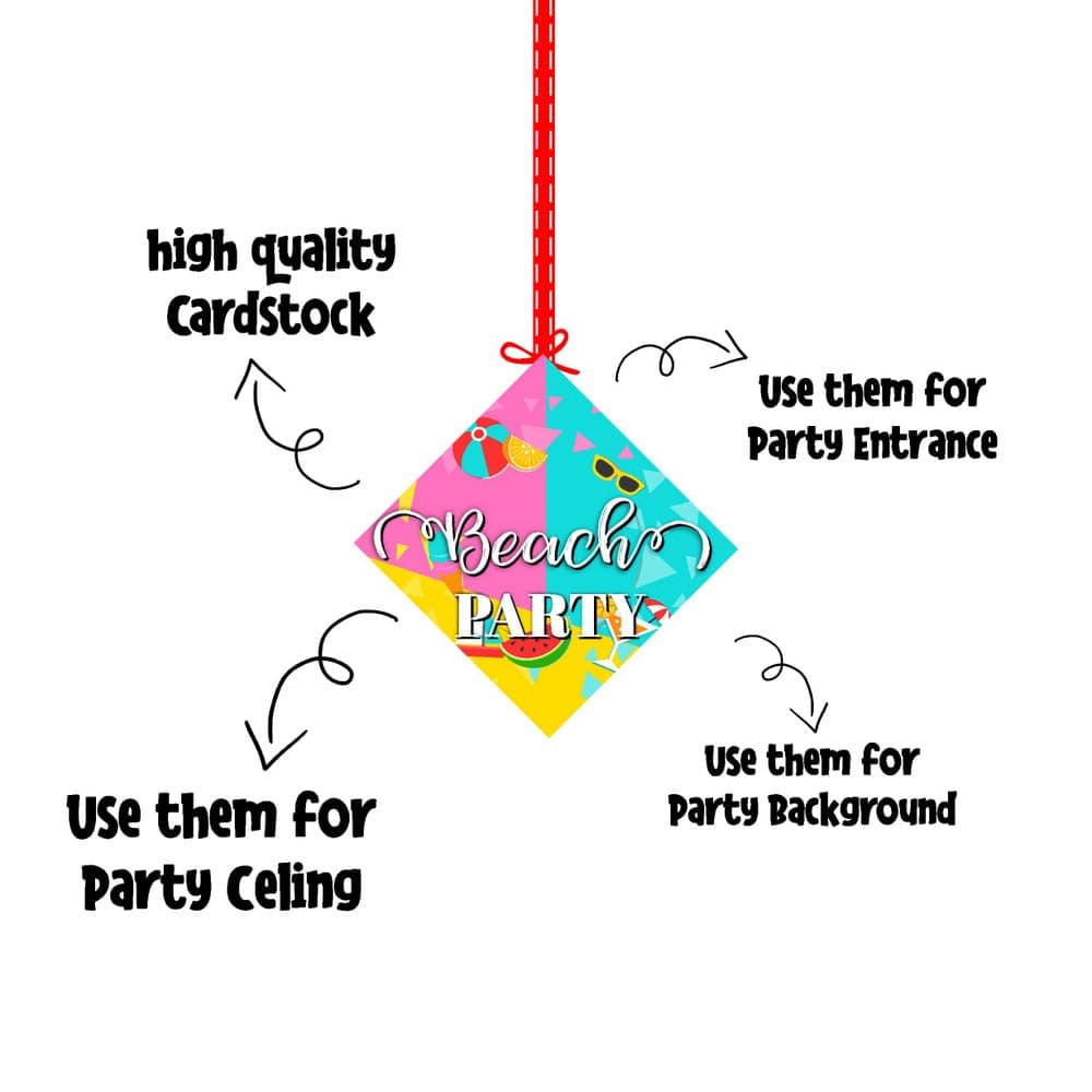 Balloonistics Beach Party Birthday Hanging Decorations - Pack of 12 Double-Sided Cardstock Swirls & Cutouts - Tropical Summer, Pool Side & Luau Theme Party Decor, Sun, Sand & Surf Ceiling Hangings (Hangings - Pack of 12) thumbnail 6