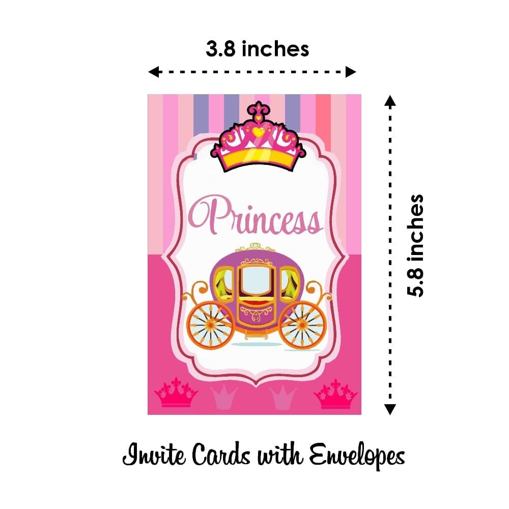 Balloonistics Princess Theme Invitation Cards Premium Double-Sided Cardstock Birthday Invites for Girls Elegant Party Supplies (Invite Cards - Pack of 10) thumbnail 6