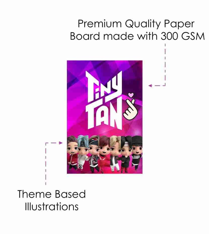 Balloonistics TinyTan Theme Birthday Invitations - Pack of 10 Premium Matte Fill-In Cards - Purple K-Pop "Borahae" Party Invites - BTS-Inspired Chibi Character Stationery (Invite Cards - Pack of 10) thumbnail 3