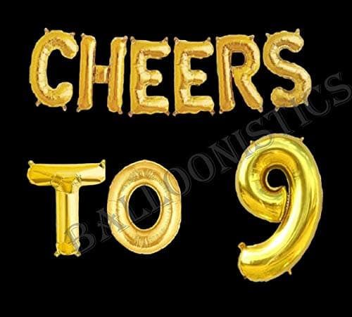 Balloonistics Cheers to Nine Foil Balloon Combo – “Cheers to 9” & Number 9 Foil Balloon Set for 9th Birthday & Ninth Anniversary Party Decorations thumbnail 2