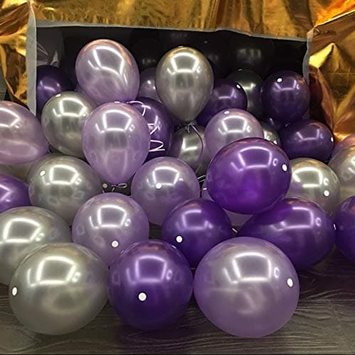 Balloonistics 50-Pack Metallic HD Purple & Silver Latex Balloons – Shiny Combo Balloons for Birthday, Halloween, Royal Theme & Elegant Party Decoration thumbnail 2