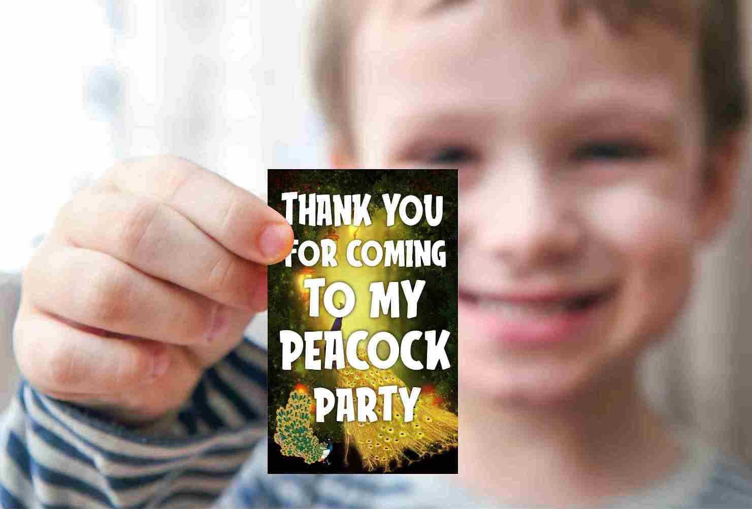 Peacock Theme Thank You Cards (Pack of 20) - Majestic Teal & Gold Folded Note Cards with Envelopes - Royal Indian Bird & Plumage Stationary, Elegant Gratitude Cards for Birthdays. (Thank you Cards - Pack of 20) thumbnail 5