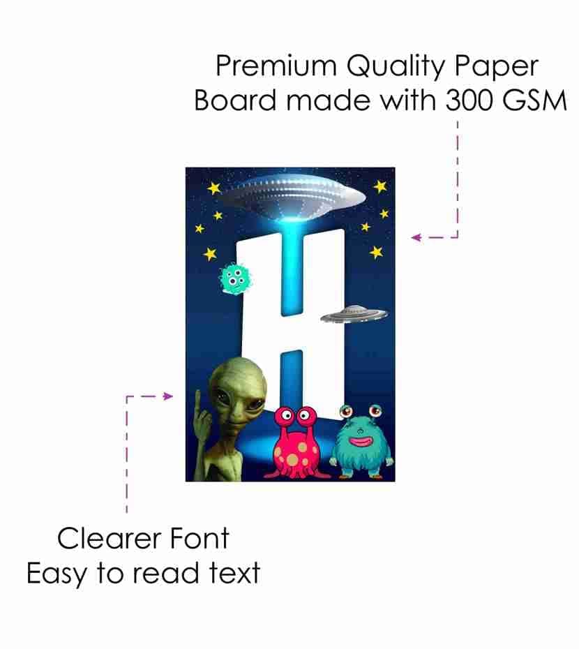Aliens Theme Happy Birthday Banner - Out of This World Galaxy & Outer Space Cardstock Bunting - Extraterrestrial, UFO & Martian Party Decorations, "We Come in Peace" Backdrop (Happy Birthday Banner) thumbnail 5