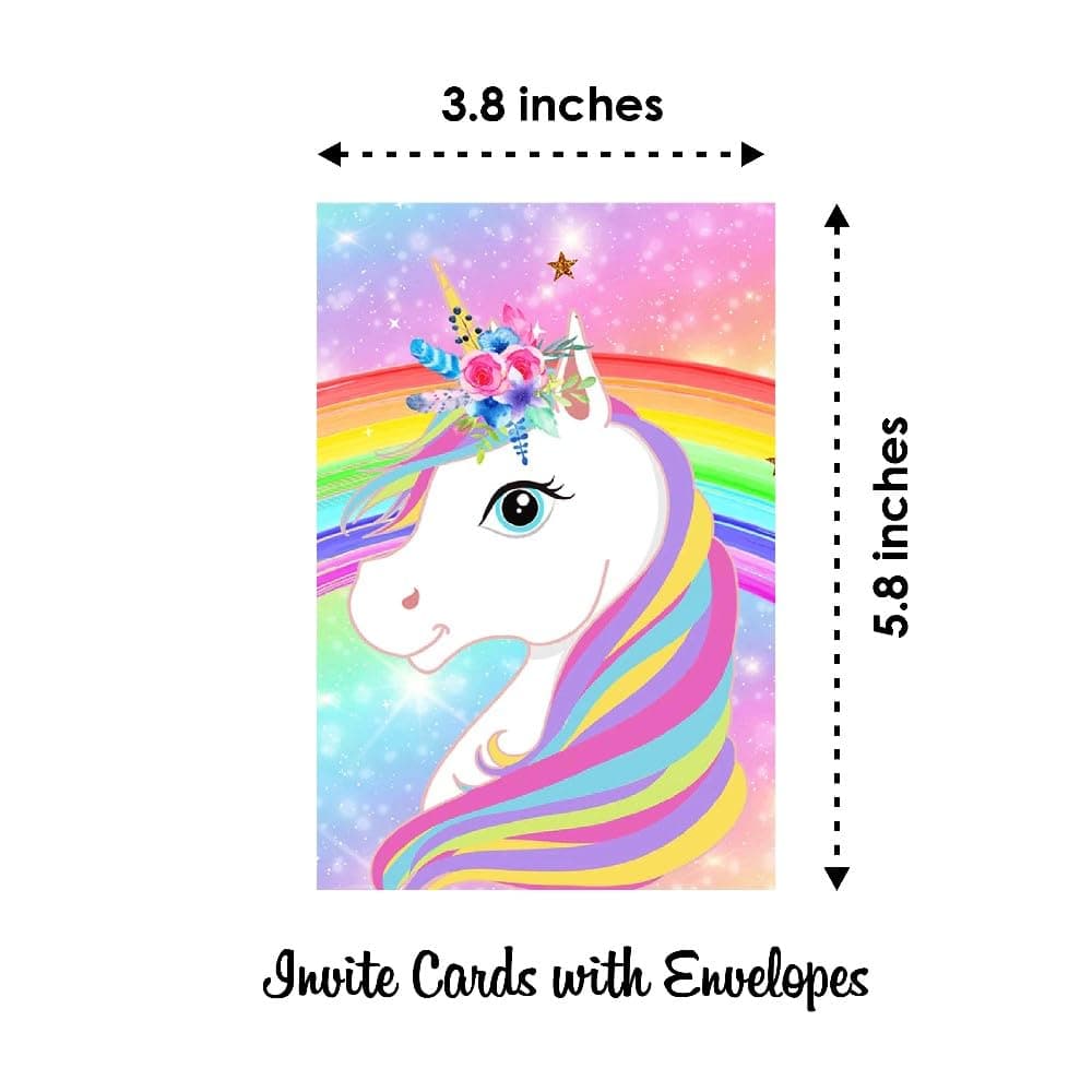 Balloonistics Rainbow Unicorn Birthday Invitation Cards with Envelopes – Kids Birthday Party Invites for Boys & Girls Unicorn Theme Party – Pack of 10 thumbnail 6