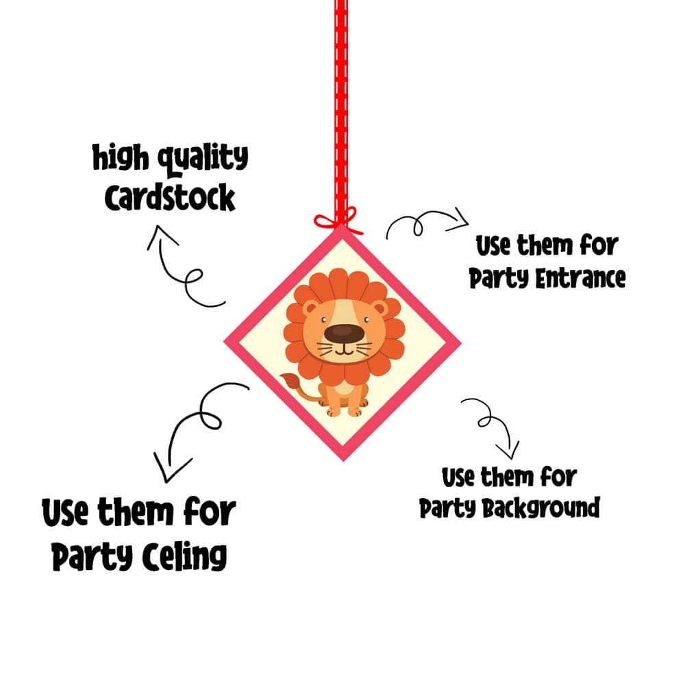 Balloonistics Jungle Animals Hanging Decorations Double-Sided Cardstock Party Ceiling Decor Birthday Backdrop, Zoo Animal Decor for Boys & Girls (Hangings - Pack of 12) thumbnail 6