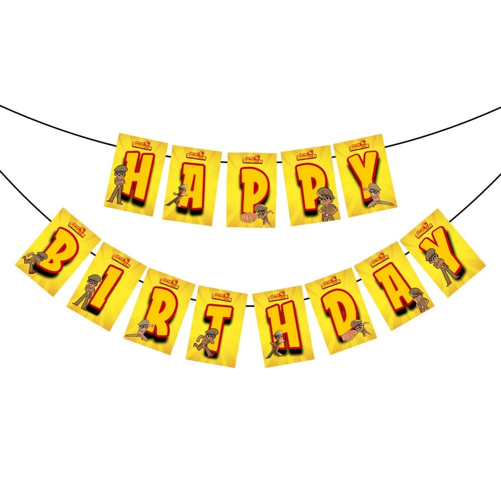 Balloonistics Little Police Singham Theme Happy Birthday Banner Party Backdrop Decorations Durable Cardstock with Ribbon Perfect for Kids Birthday (Happy Birthday Banner) thumbnail 2