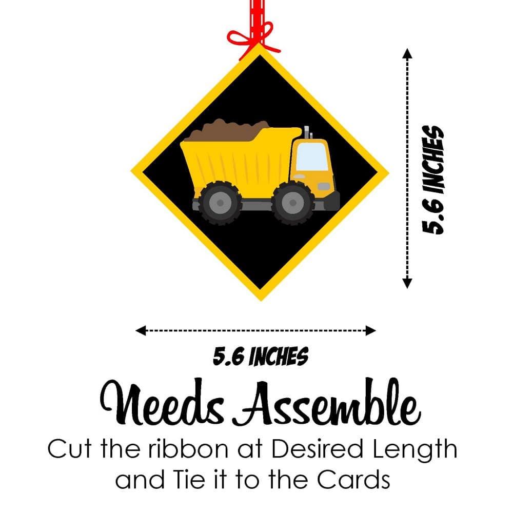 Balloonistics Construction Theme Hanging Decorations Double-Sided Cardstock Party Ornaments Excavator, Dump Truck & Road Sign Wall & Ceiling Hangings (Hangings - Pack of 12) thumbnail 7
